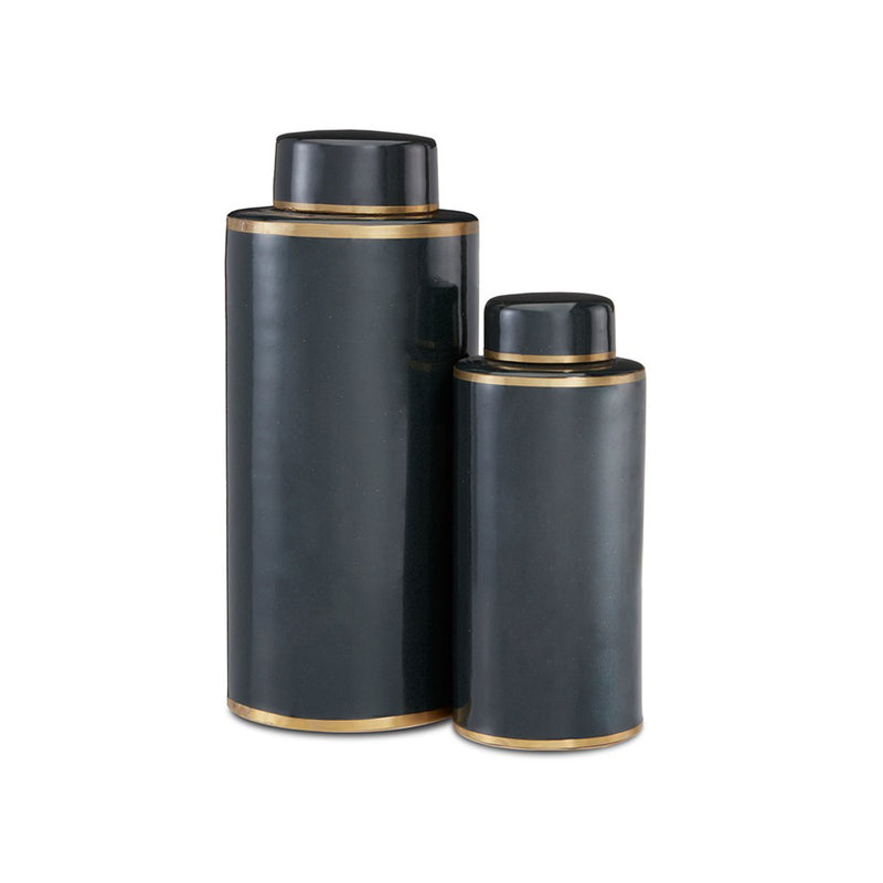 Dark Green Tea Canister Set of 2