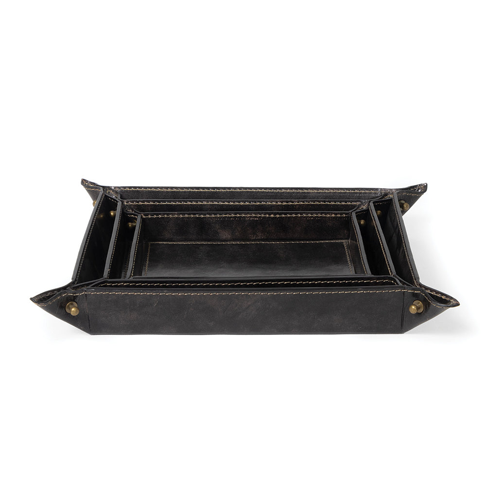 Derby Leather Tray Set